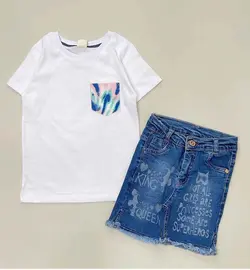 نیشرت سفید جیبدار کد 2368 - لباس بچه گانه شکرلر