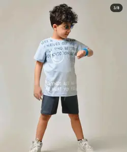 تیشرت شلوارک استیکر نوشته انگلیسی - لباس بچه گانه شکرلر