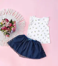 دامن سرمه ای چهارخانه