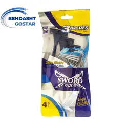 خودتراش سُرد 3 لبه مدل ultra shave (سورمه ای) 4 عددی