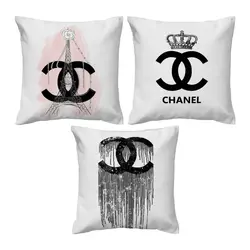 خرید کاور کوسن کد 455 (ست CHANEL) | فروشگاه اینترنتی پرده و کوسن شیک نقش