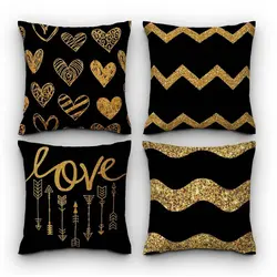 خرید کاور کوسن کد 459 (ست مشکی طلایی) | فروشگاه اینترنتی پرده و کوسن شیک نقش