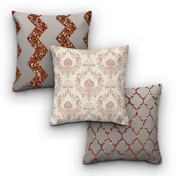 خرید کاور کوسن کد 486 (ست طوسی طلایی) | فروشگاه اینترنتی پرده و کوسن شیک نقش