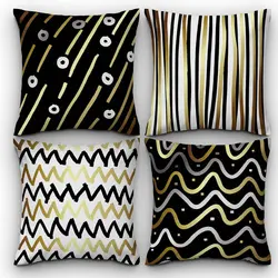 خرید کاور کوسن کد 588 (ست مشکی طلایی) | فروشگاه اینترنتی پرده و کوسن شیک نقش