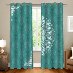 خرید پرده پانچی کد 423 (طرح فیروزه ای) | فروشگاه اینترنتی پرده و کوسن شیک نقش