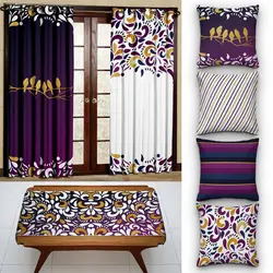 خرید کاور کوسن کد 642 (ست بنفش طلایی) | فروشگاه اینترنتی پرده و کوسن شیک نقش
