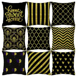 خرید کاور کوسن کد 725 (ست مشکی طلایی) | فروشگاه اینترنتی پرده و کوسن شیک نقش