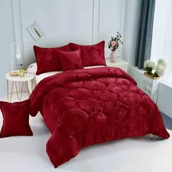 خرید روتختی مخمل شانل زرشکی کد B21 | فروشگاه اینترنتی پرده و کوسن شیک نقش