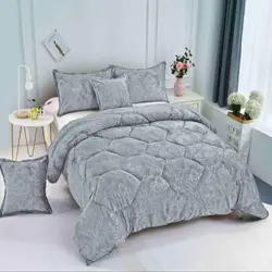 خرید روتختی مخمل شانل طوسی کد B24 | فروشگاه اینترنتی پرده و کوسن شیک نقش