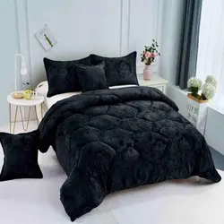 خرید روتختی مخمل شانل مشکی کد B23 | فروشگاه اینترنتی پرده و کوسن شیک نقش
