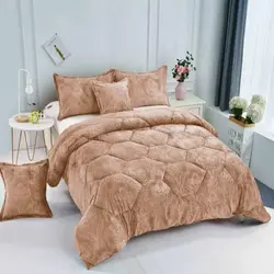 خرید روتختی مخمل شانل آجری کد B25 | فروشگاه اینترنتی پرده و کوسن شیک نقش