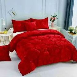 خرید روتختی مخمل شانل قرمز کد B28 | فروشگاه اینترنتی پرده و کوسن شیک نقش