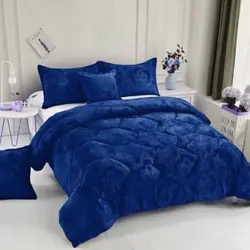 خرید روتختی مخمل شانل آبی کد B30 | فروشگاه اینترنتی پرده و کوسن شیک نقش