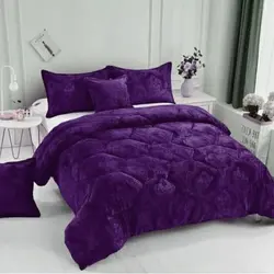 خرید روتختی مخمل شانل بنفش کد B29 | فروشگاه اینترنتی پرده و کوسن شیک نقش