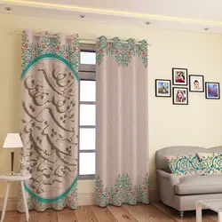 خرید پرده پانچی کد 579 (طرح خوشنویسی) | فروشگاه اینترنتی پرده و کوسن شیک نقش