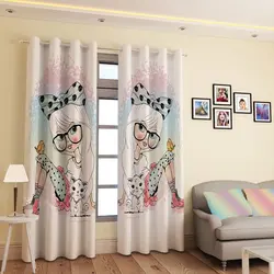 خرید پرده پانچی کد 583 (طرح دختر عینکی) | فروشگاه اینترنتی پرده و کوسن شیک نقش
