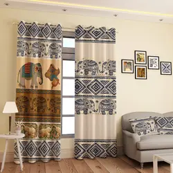 خرید پرده پانچی کد 643 (طرح فیل هندی) | فروشگاه اینترنتی پرده و کوسن شیک نقش