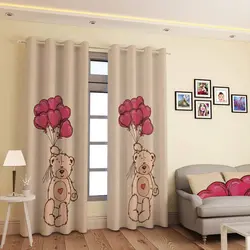 خرید پرده پانچی کد 668 (طرح خرس عروسکی) | فروشگاه اینترنتی پرده و کوسن شیک نقش