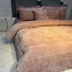 خرید روتختی مخمل گندمی کد W3 | فروشگاه اینترنتی پرده و کوسن شیک نقش