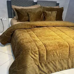 خرید روتختی مخمل گندمی کد W4 | فروشگاه اینترنتی پرده و کوسن شیک نقش