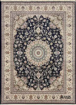 فرش جردن کلکسیون لکسا عقیق 1200 شانه با نخ ترک مدال رنگ نقره ای