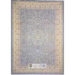 فرش خاطره کویر کاشان 1500 شانه طرح گل افشان زمینه آبی