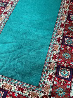 فرش دستبافت 1.5 متری ترکمن تمام پشم گبه طرح ساده