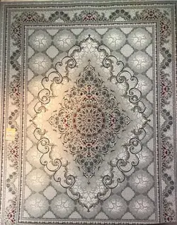 فرش فرشینه کلکسیون زمرد طرح نورا سیلور الماسی