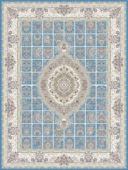 فرش قالی سلیمان طرح خشتی گیتی آبی