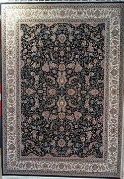 فرش قالی سلیمان طرح زرافشان سرمه ای