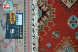 فرش ماشینی فرش رادین طرح گبه قزاق ۰۰۶۸ رنگ زمینه گوجه ای
