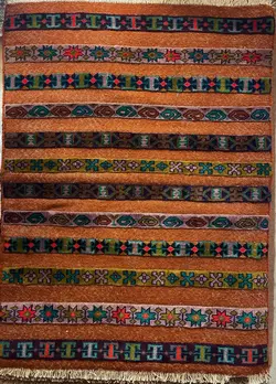 گلیم فرش دستبافت 1.5 متری جرگلانی خراسان شمالی رنگ نارنجی 02