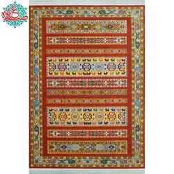 فرش ماشینی فرش رادین طرح گبه 009 زمینه گوجه ای