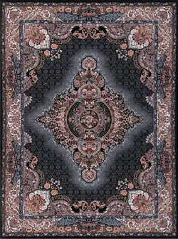 فرش فرشینه کلکسیون تندیس طرح صدف سرمه ای