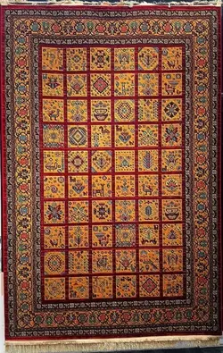 فرش رادین اصفهان طرح گبه خشتی گردویی