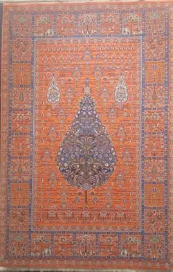 فرش رادین اصفهان طرح سرو خاتون نارنجی