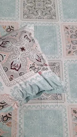 نیم ست روتختی دونفره و روبالشی نخ کتان مدل چهل تکه - کالای خواب معبودی