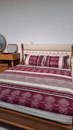نیم ست دونفره روتختی و روبالشی نخ کتان مدل یاقوت - کالای خواب معبودی