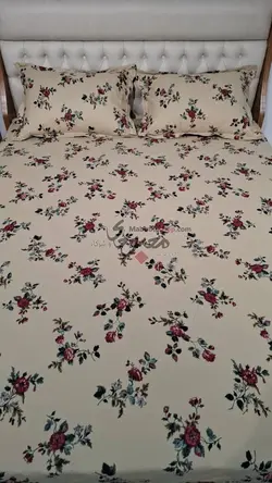 نیم ست دونفره روتختی و روبالشی نخ کتان مدل نوستالژی دهه شصت - کالای خواب معبودی