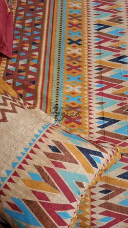 نیم ست روتختی دونفره و روبالشی نخ کتان مدل گبه - کالای خواب معبودی