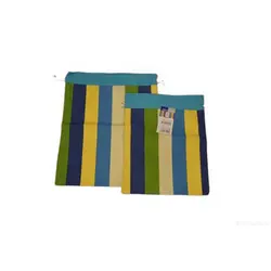 کیسه سبزی 2 تکه رزین تاژ طرح رابید آبی کتان