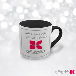 مینی ماگ دسته و داخل مشکی با چاپ طرح دلخواه