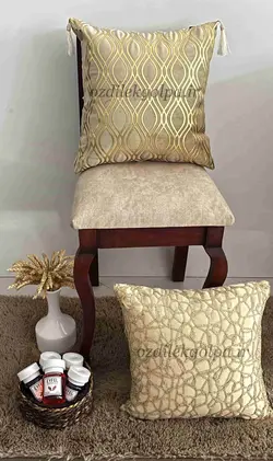 کاور کوسن مخمل چرم و گیپور پولک