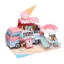 ماکت مینیاتوری مدل کاردستی ساختنی طرح بستنی فروشی سیار