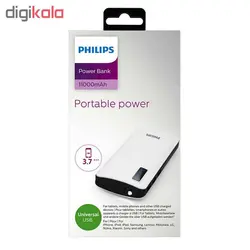 شارژر همراه فیلیپس مدل DLP6006 ظرفیت 11000 میلی آمپر ساعتPhilips DLP6006B 11000mAh Power Bank
