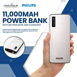 شارژر همراه فیلیپس مدل DLP6006 ظرفیت 11000 میلی آمپر ساعتPhilips DLP6006B 11000mAh Power Bank