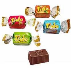 شکلات خالص میوه ای دو سر پیچ فله 200 گرمی تیدو