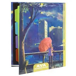 دفتر کلاسور 100 برگ حلقه پلاستیکی آوا طرح چتر قرمز