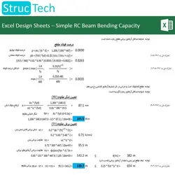 اکسل شیت محاسبه ظرفیت خمشی و برشی تیر بتنی با میلگرد کششی