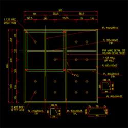 نقشه جزئیات اتصال ستون به صفحه ستون